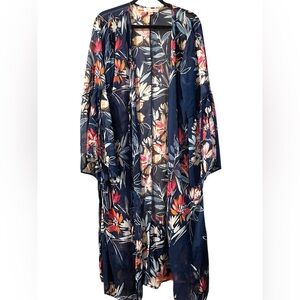 D103 Band of Gypsies Floral Navy Kimono Cardigan Size L